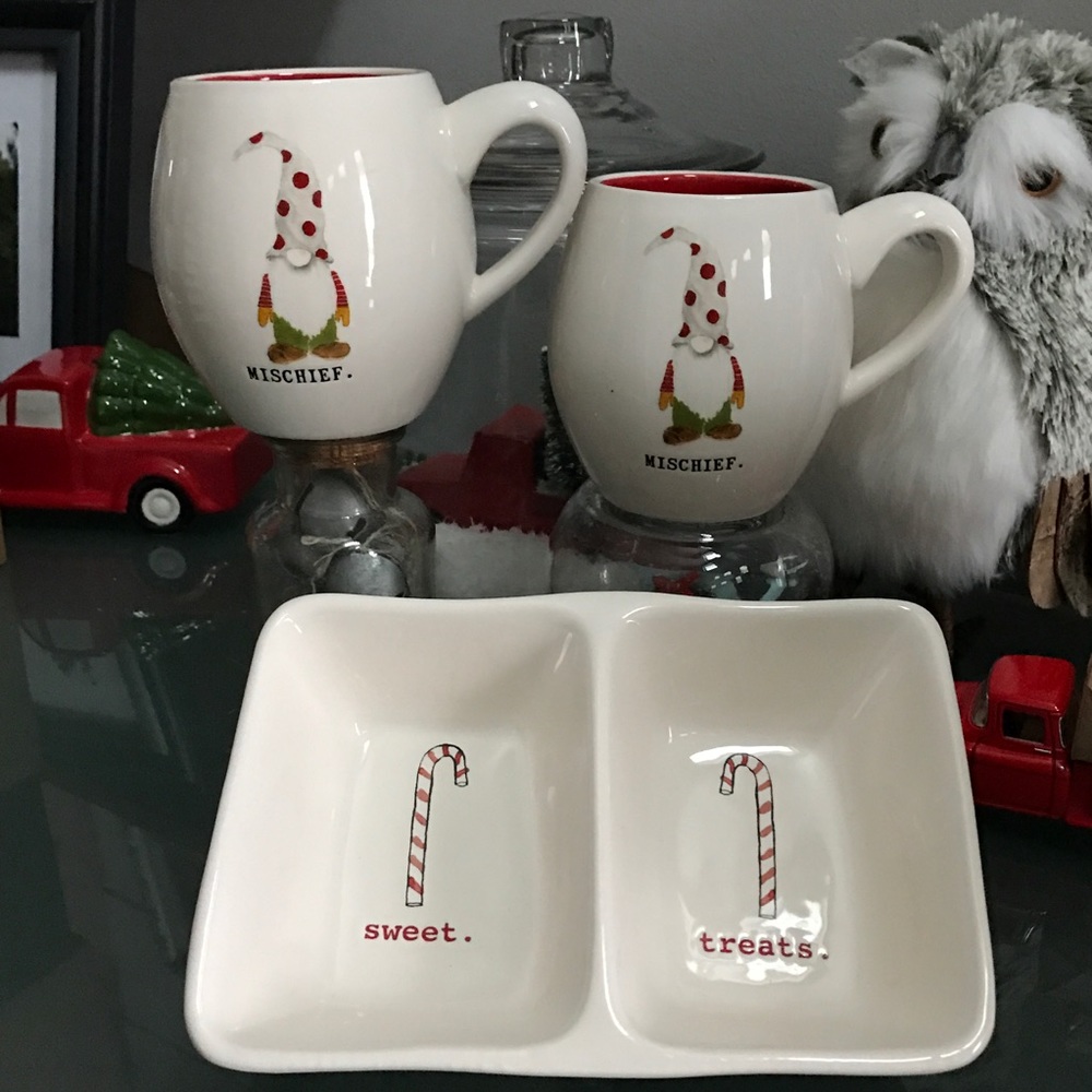 RESERVED Rae Dunn gnomes mischief mugs ONLY